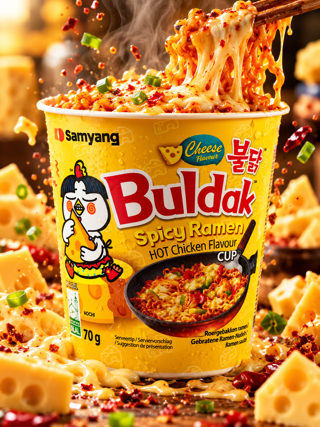 Samyang Buldak Cheese – sajtos, csípős csirkés poharas tészta 70 g