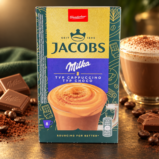 Jacobs Cappuccino Milka – instant kávéitalpor 8 × 15,8 g