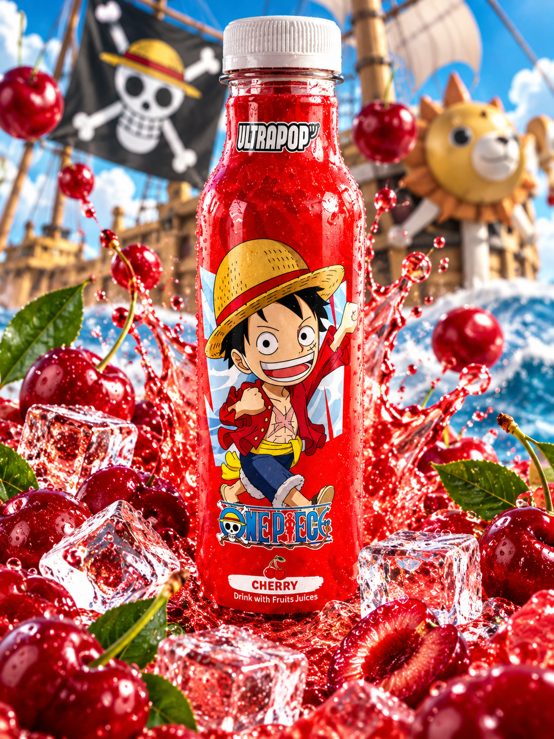 Ultra Pop Luffy One Piece Cherry 330ml I Cseresznye Ízű Szénsavas Üdítőital