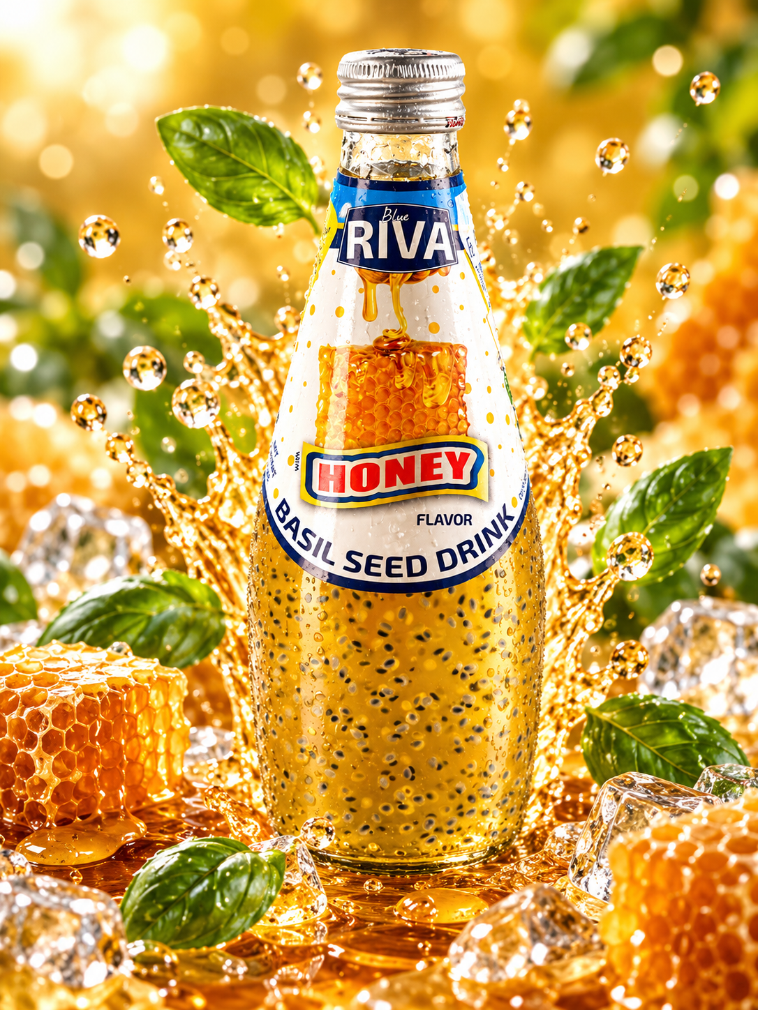 Riva Honey Basil Seed Drink 290ml Mézes Ital Bazsalikommaggal (Thaiföld)