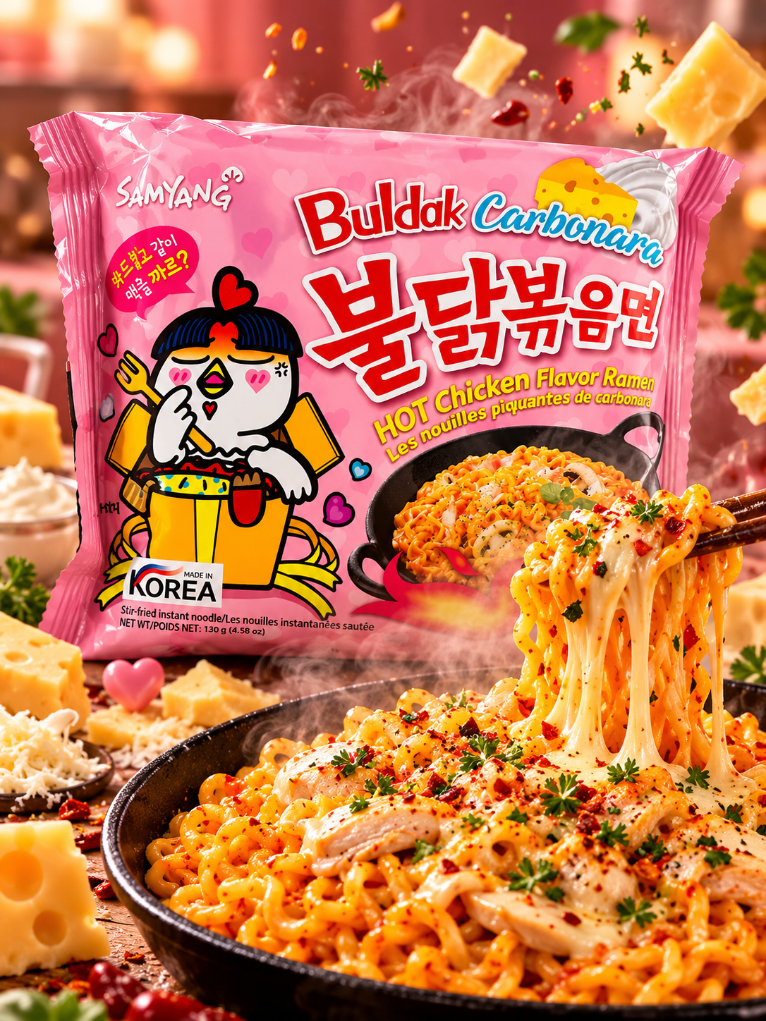 Samyang Buldak Carbonara – csípős, carbonara ízű instant tészta 130 g