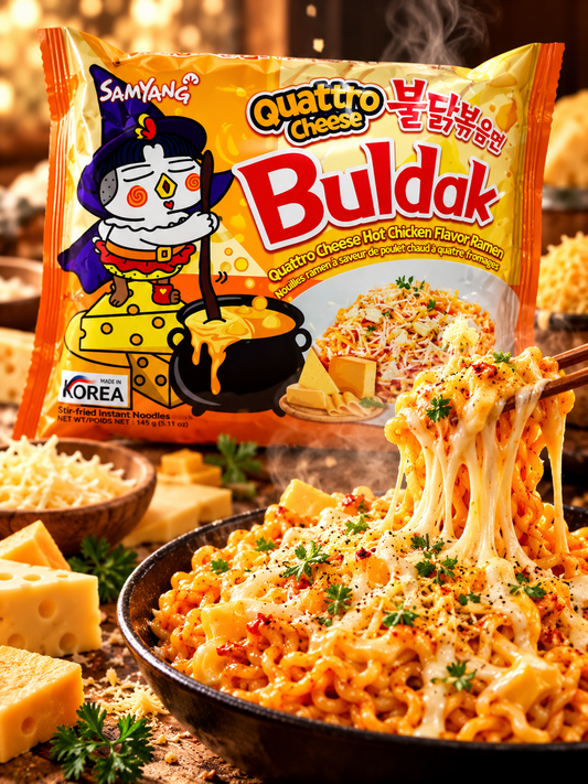Samyang Buldak Quattro Cheese – négysajtos, csípős instant tészta 140 g