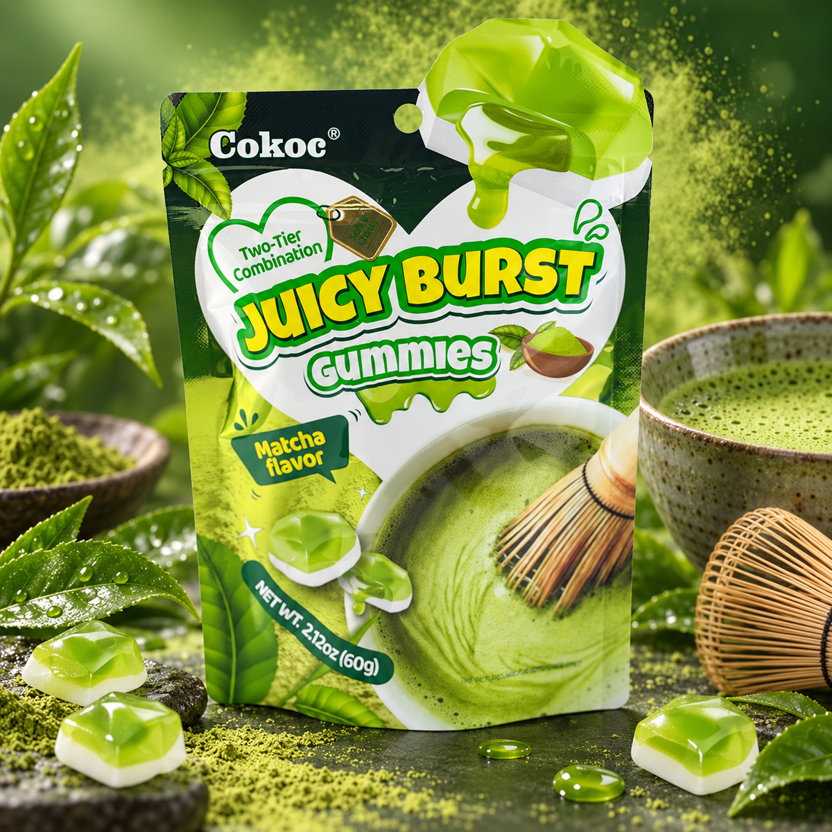 Matcha ízesítésű gumicukor