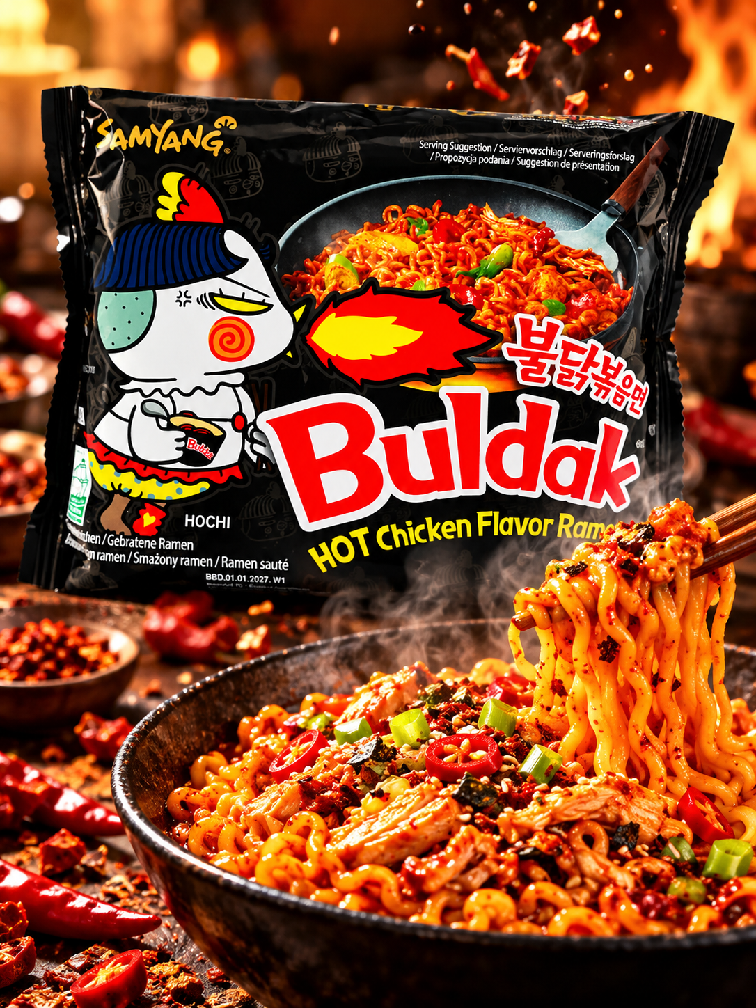 Samyang Buldak Hot Chicken – extra csípős csirkés instant tészta 140 g