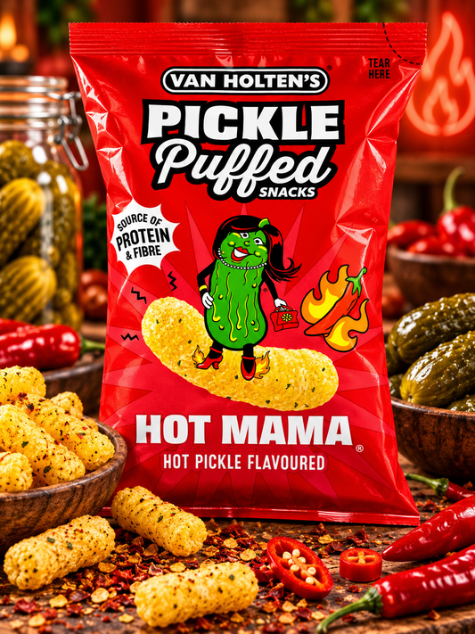 Van Holten’s Pickle Puffed Hot Mama – csípős ízesítésű snack