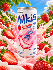 Lotte Milkis Soft Drink  Strawberry Eper ízű tejes szénsavas ital 250ml
