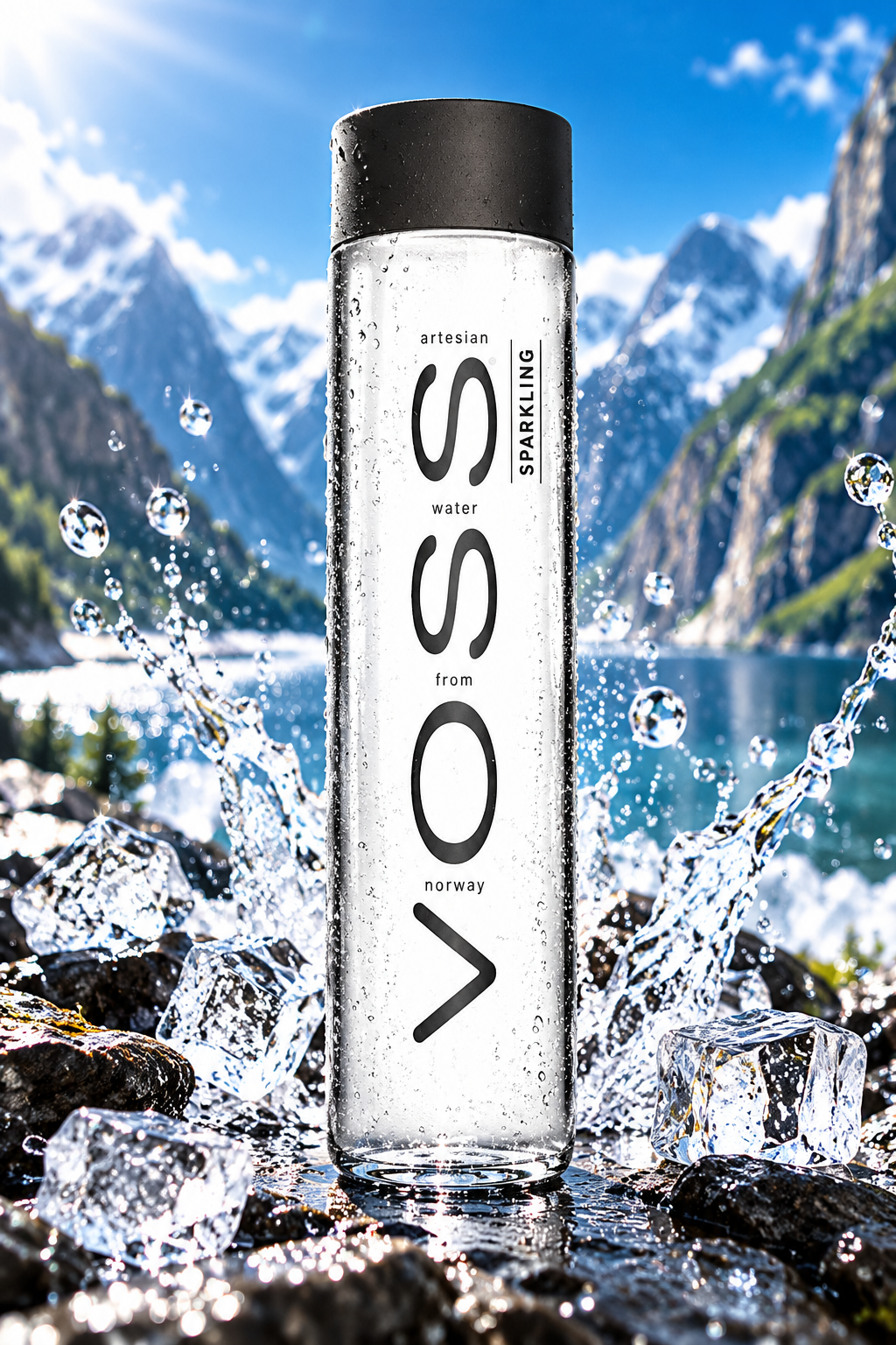 VOSS Sparkling Artesian Water 500ml Norvég Szénsavas Artézi Víz Üvegpalackban